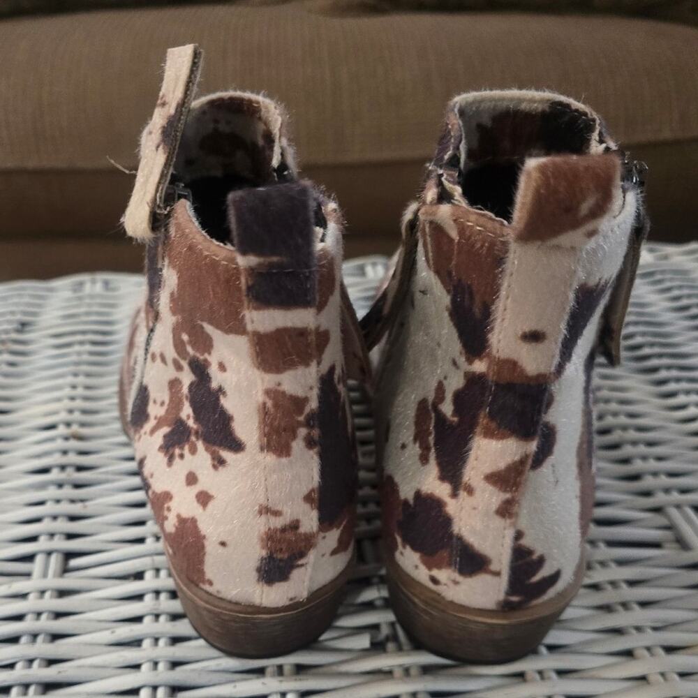Chisel Printed Fake Hide Ankle Boots - Black & Brown Size 9 - Picture 4 of 5